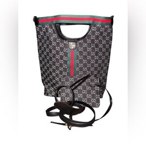 Fashion Lux Black GG Canvas Large Tote